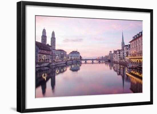 Switzerland, Zurich. Zurich Historic Quarter over the Limmat River.-Ken Scicluna-Framed Photographic Print