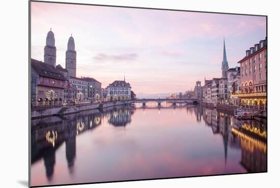 Switzerland, Zurich. Zurich Historic Quarter over the Limmat River.-Ken Scicluna-Mounted Photographic Print