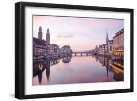 Switzerland, Zurich. Zurich Historic Quarter over the Limmat River.-Ken Scicluna-Framed Photographic Print