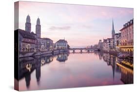 Switzerland, Zurich. Zurich Historic Quarter over the Limmat River.-Ken Scicluna-Stretched Canvas
