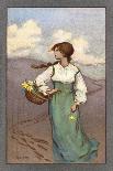 Girl and Daffodils-Sybil Barham-Art Print