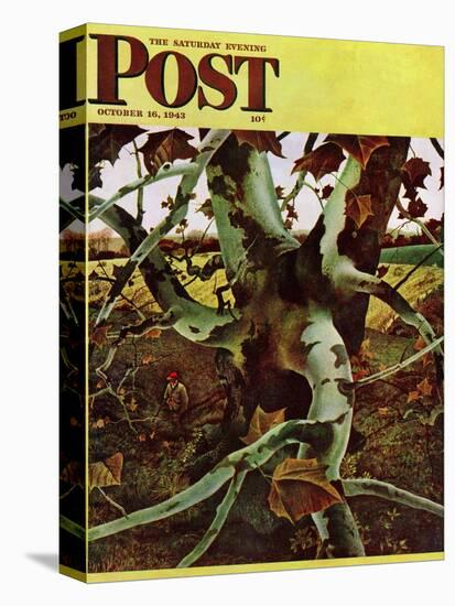 "Sycamore Tree and Hunter," Saturday Evening Post Cover, October 16, 1943-Andrew Wyeth-Stretched Canvas