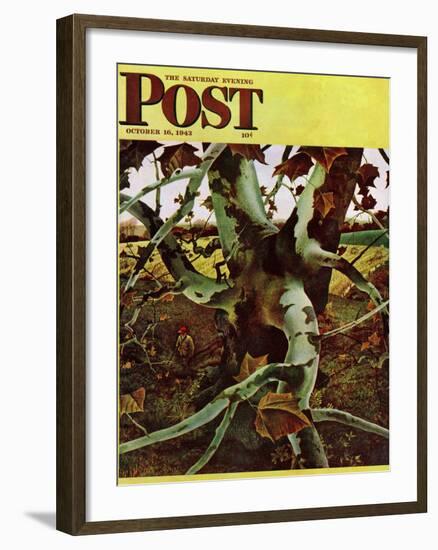 "Sycamore Tree and Hunter," Saturday Evening Post Cover, October 16, 1943-Andrew Wyeth-Framed Giclee Print