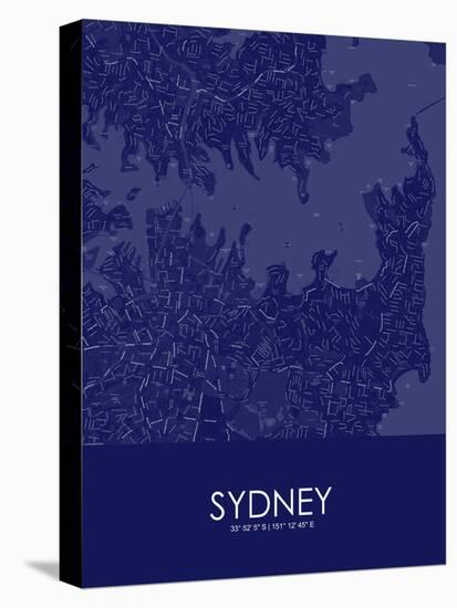 Sydney, Australia Blue Map-null-Stretched Canvas