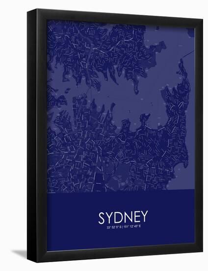 Sydney, Australia Blue Map-null-Framed Poster