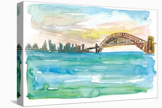 Sydney Australia Harbour Bridge And Opera At Sunset-M. Bleichner-Stretched Canvas