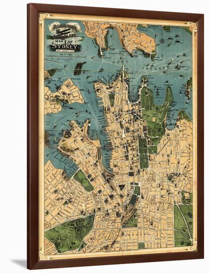 Sydney, Australia - Panoramic Map-Lantern Press-Framed Art Print