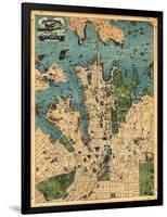 Sydney, Australia - Panoramic Map-Lantern Press-Framed Art Print