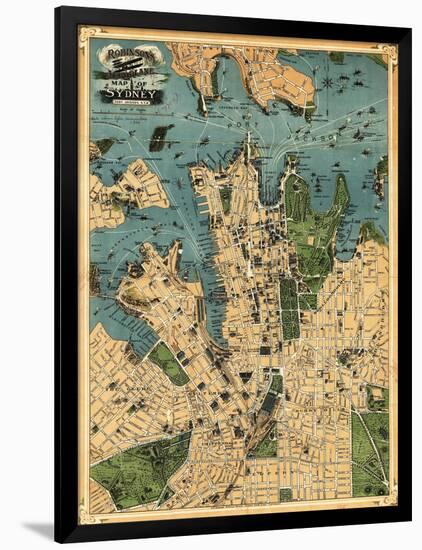 Sydney, Australia - Panoramic Map-Lantern Press-Framed Art Print