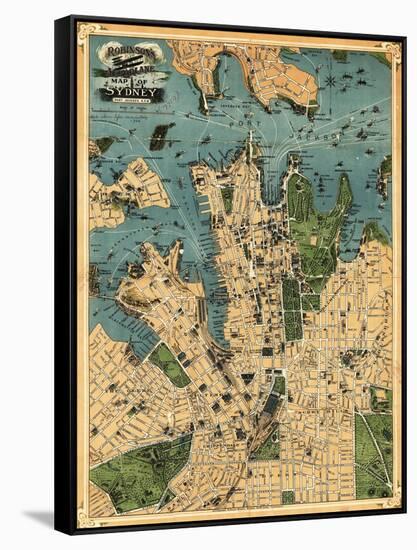 Sydney, Australia - Panoramic Map-Lantern Press-Framed Stretched Canvas