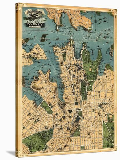 Sydney, Australia - Panoramic Map-Lantern Press-Stretched Canvas