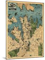 Sydney, Australia - Panoramic Map-Lantern Press-Mounted Art Print