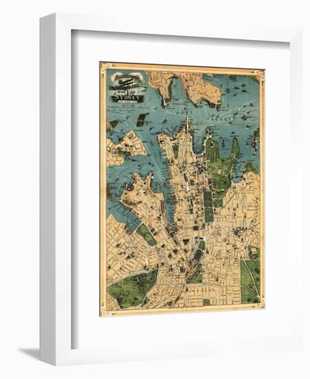 Sydney, Australia - Panoramic Map-Lantern Press-Framed Art Print