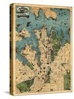 Sydney, Australia - Panoramic Map-Lantern Press-Stretched Canvas