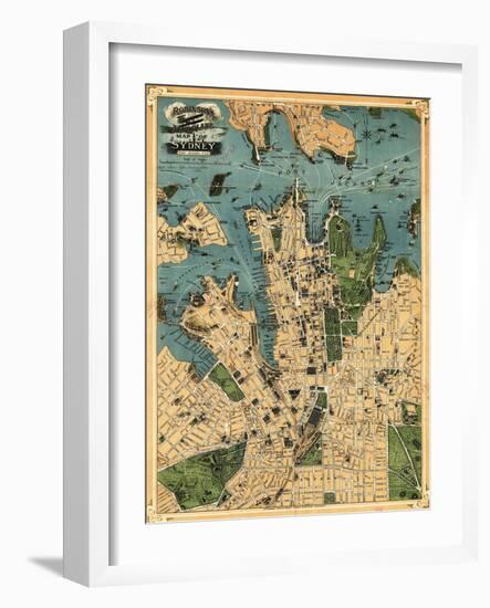 Sydney, Australia - Panoramic Map-Lantern Press-Framed Art Print