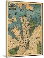 Sydney, Australia - Panoramic Map-Lantern Press-Mounted Art Print