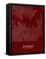 Sydney, Australia Red Map-null-Framed Stretched Canvas