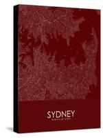 Sydney, Australia Red Map-null-Stretched Canvas