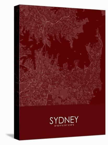 Sydney, Australia Red Map-null-Stretched Canvas