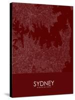 Sydney, Australia Red Map-null-Stretched Canvas