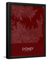 Sydney, Australia Red Map-null-Framed Poster