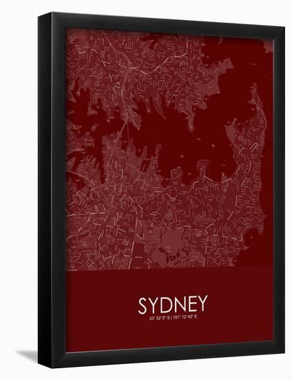 Sydney, Australia Red Map-null-Framed Poster