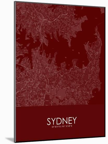 Sydney, Australia Red Map-null-Mounted Poster