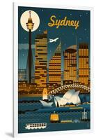 Sydney, Australia - Retro Skyline-Lantern Press-Framed Art Print