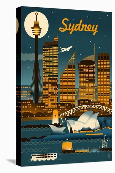 Sydney, Australia - Retro Skyline-Lantern Press-Stretched Canvas