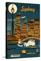 Sydney, Australia - Retro Skyline-Lantern Press-Stretched Canvas