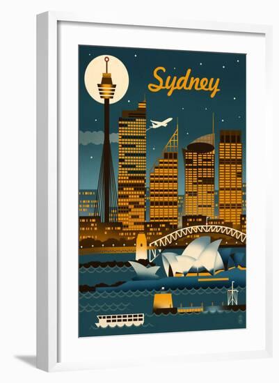 Sydney, Australia - Retro Skyline-Lantern Press-Framed Art Print