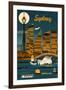 Sydney, Australia - Retro Skyline-Lantern Press-Framed Art Print