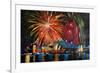 Sydney Australia Silvester with Opera Fireworks-Martina Bleichner-Framed Art Print