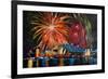 Sydney Australia Silvester with Opera Fireworks-Martina Bleichner-Framed Art Print