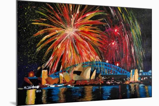 Sydney Australia Silvester with Opera Fireworks-Martina Bleichner-Mounted Art Print