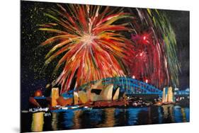 Sydney Australia Silvester with Opera Fireworks-Martina Bleichner-Mounted Art Print