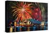 Sydney Australia Silvester with Opera Fireworks-Martina Bleichner-Stretched Canvas