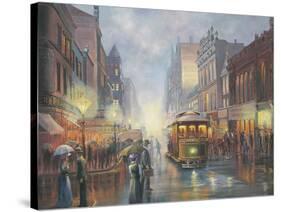 Sydney by Gaslight-John Bradley-Stretched Canvas