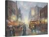 Sydney by Gaslight-John Bradley-Stretched Canvas