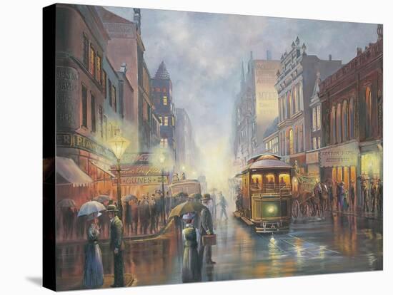 Sydney by Gaslight-John Bradley-Stretched Canvas