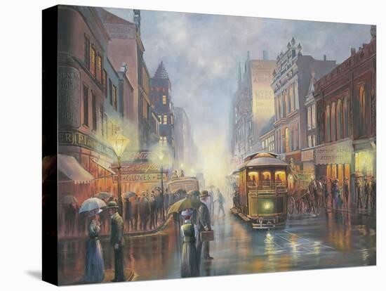 Sydney by Gaslight-John Bradley-Stretched Canvas