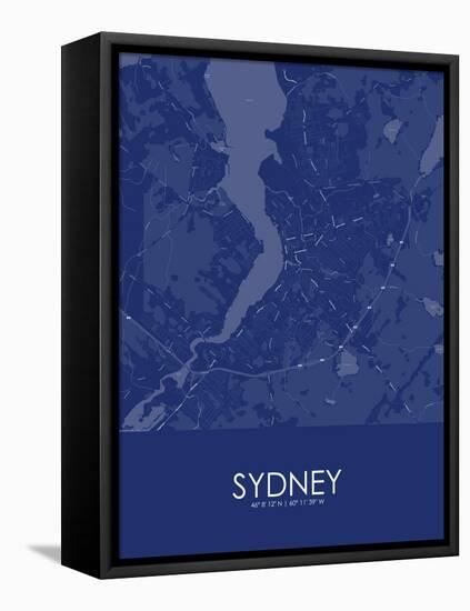 Sydney, Canada Blue Map-null-Framed Stretched Canvas