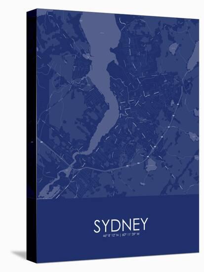 Sydney, Canada Blue Map-null-Stretched Canvas