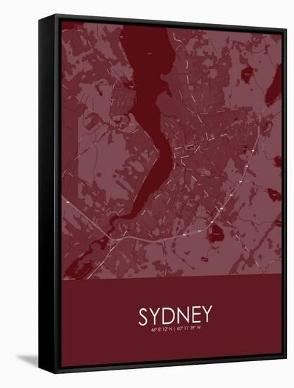Sydney, Canada Red Map-null-Framed Stretched Canvas