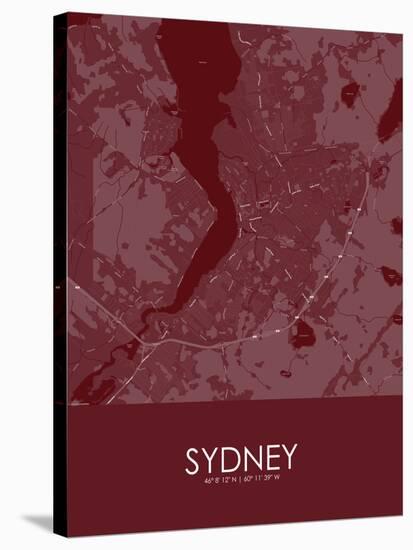 Sydney, Canada Red Map-null-Stretched Canvas