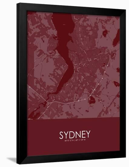 Sydney, Canada Red Map-null-Framed Poster