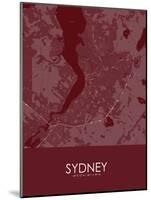 Sydney, Canada Red Map-null-Mounted Poster