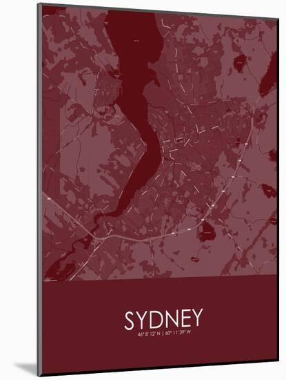 Sydney, Canada Red Map-null-Mounted Poster