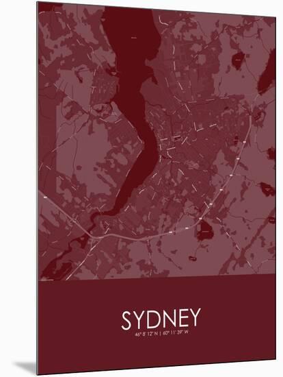 Sydney, Canada Red Map-null-Mounted Poster