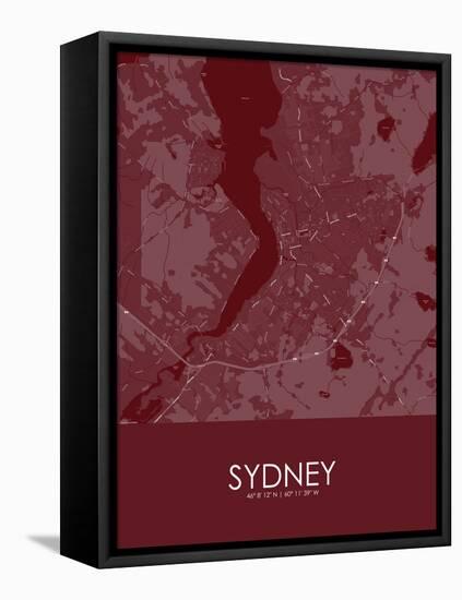 Sydney, Canada Red Map-null-Framed Stretched Canvas